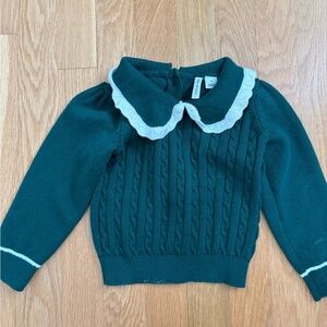 Janie and Jack green Sweater with white Collar